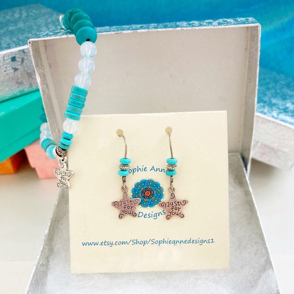 "Just for You" Turquoise Howlite Set - Picture 1 of 7